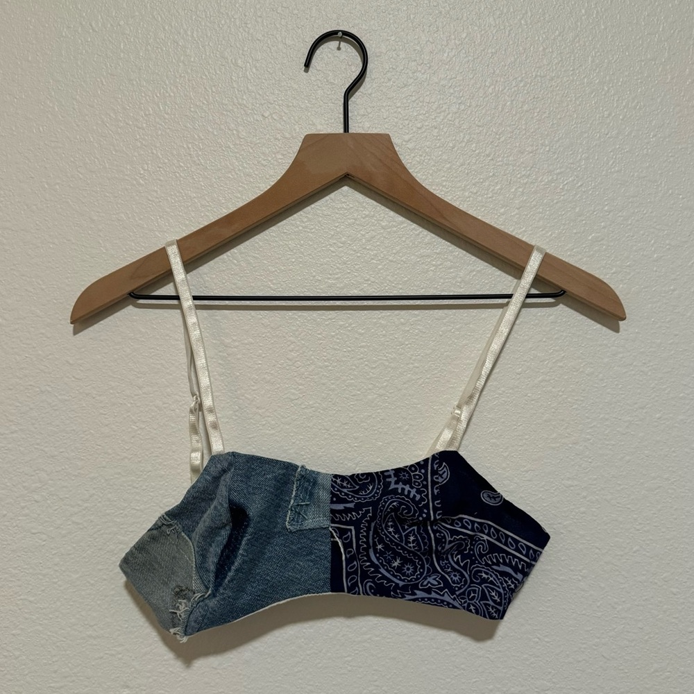 Denim Bandana Patchwork Bralette